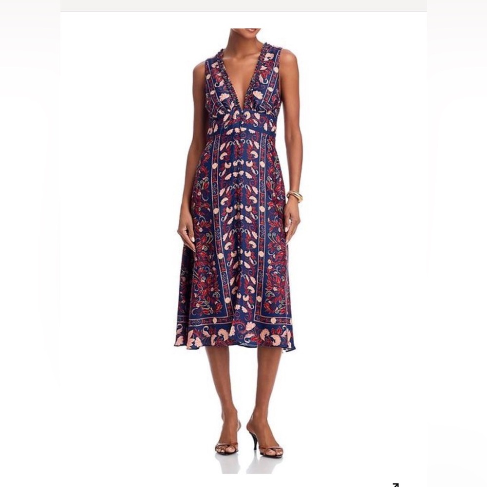Farm Rio Boho Floral Scarf Midi Dress Size Medium